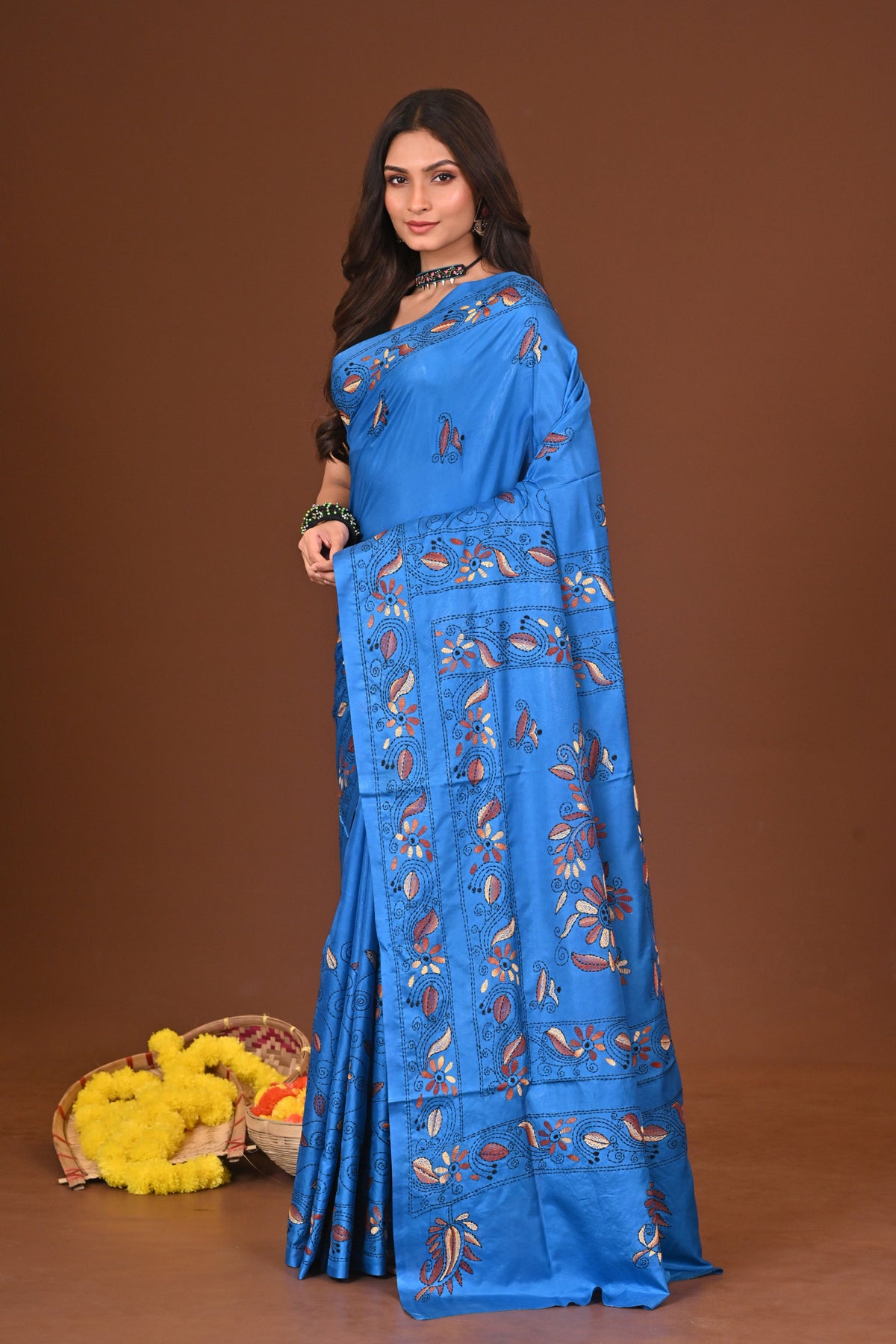 NEELPRABHA BLENDED SILK KANTHA SAREE