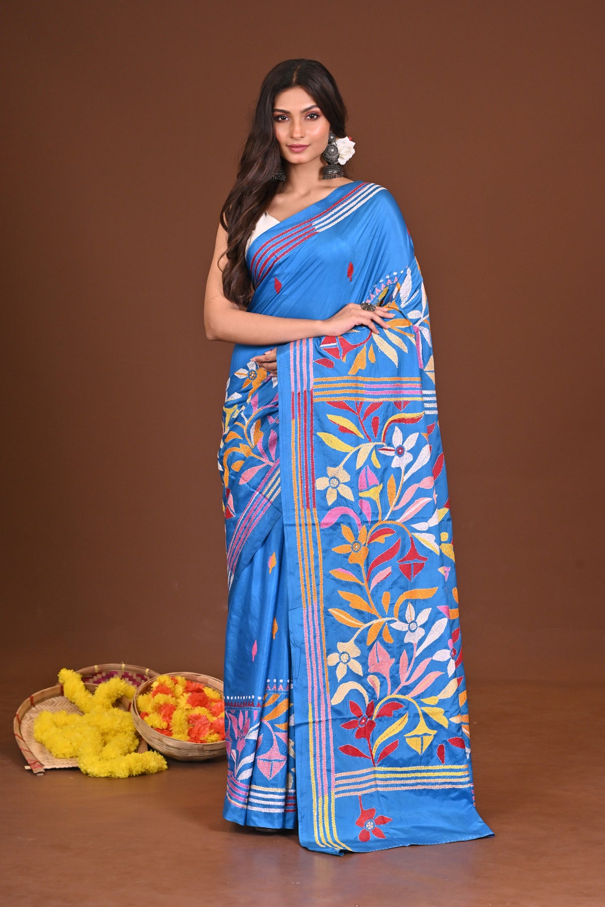 NILAMBARI BLENDED SILK KANTHA SAREE