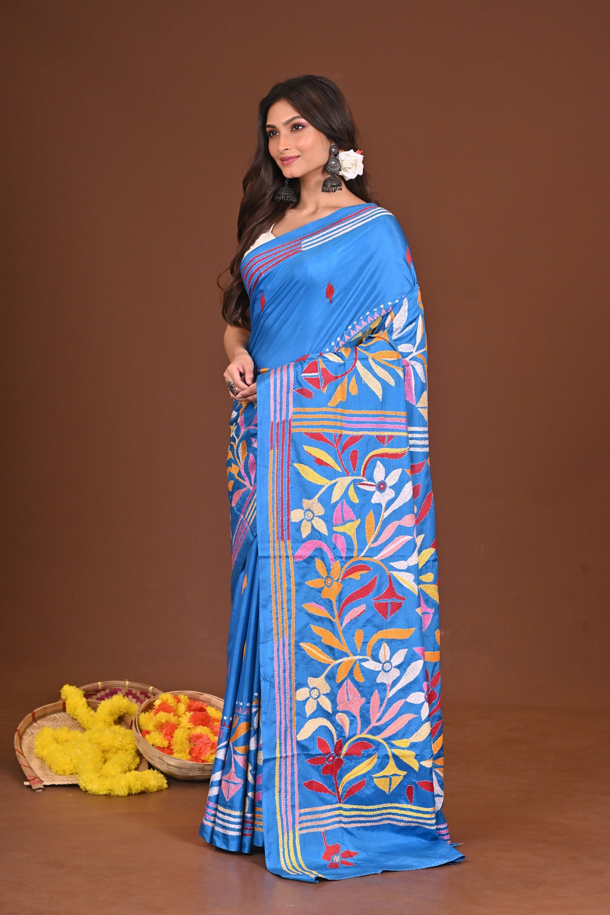 NILAMBARI BLENDED SILK KANTHA SAREE