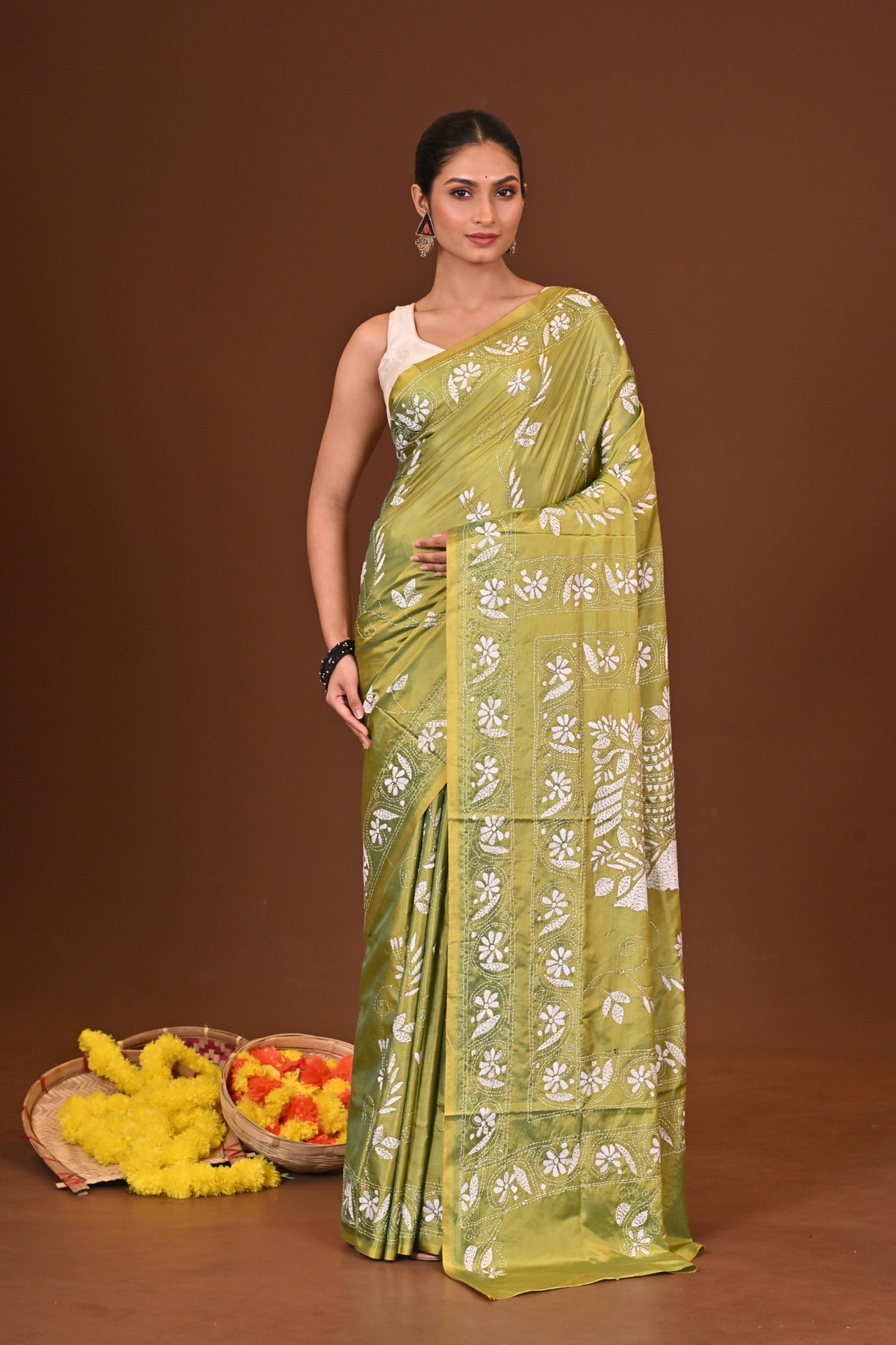 PANNA BLENDED SILK KANTHA SAREE