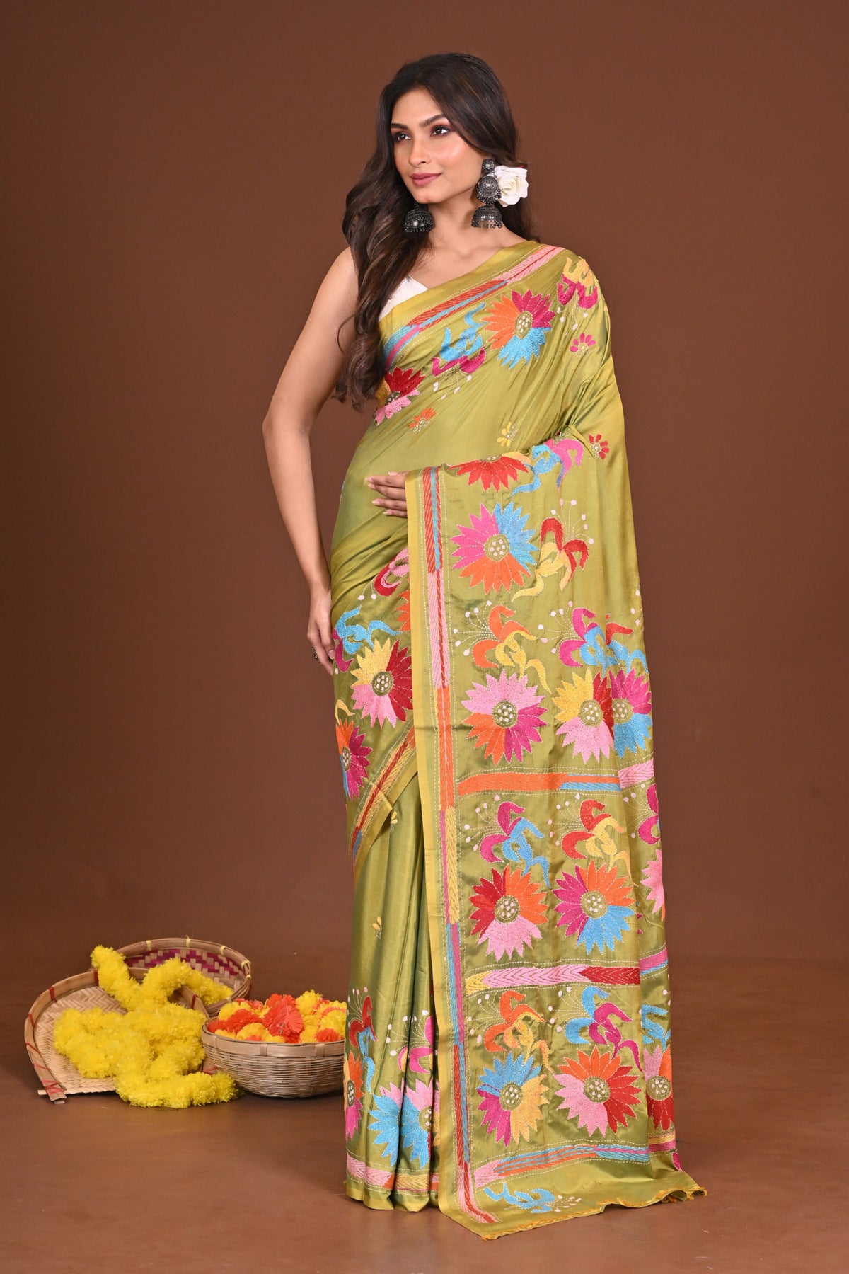 PATAPORI BLENDED SILK KANTHA SAREE