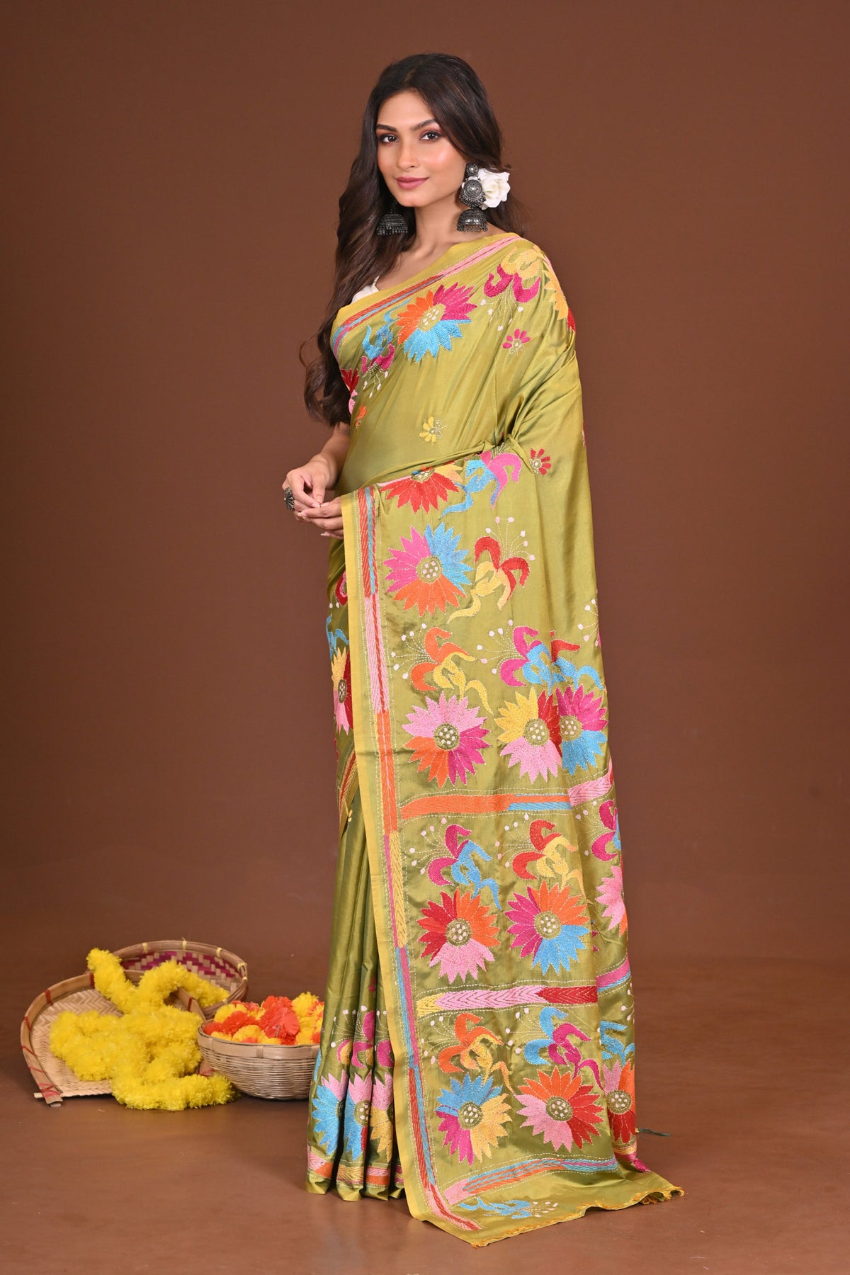PATAPORI BLENDED SILK KANTHA SAREE