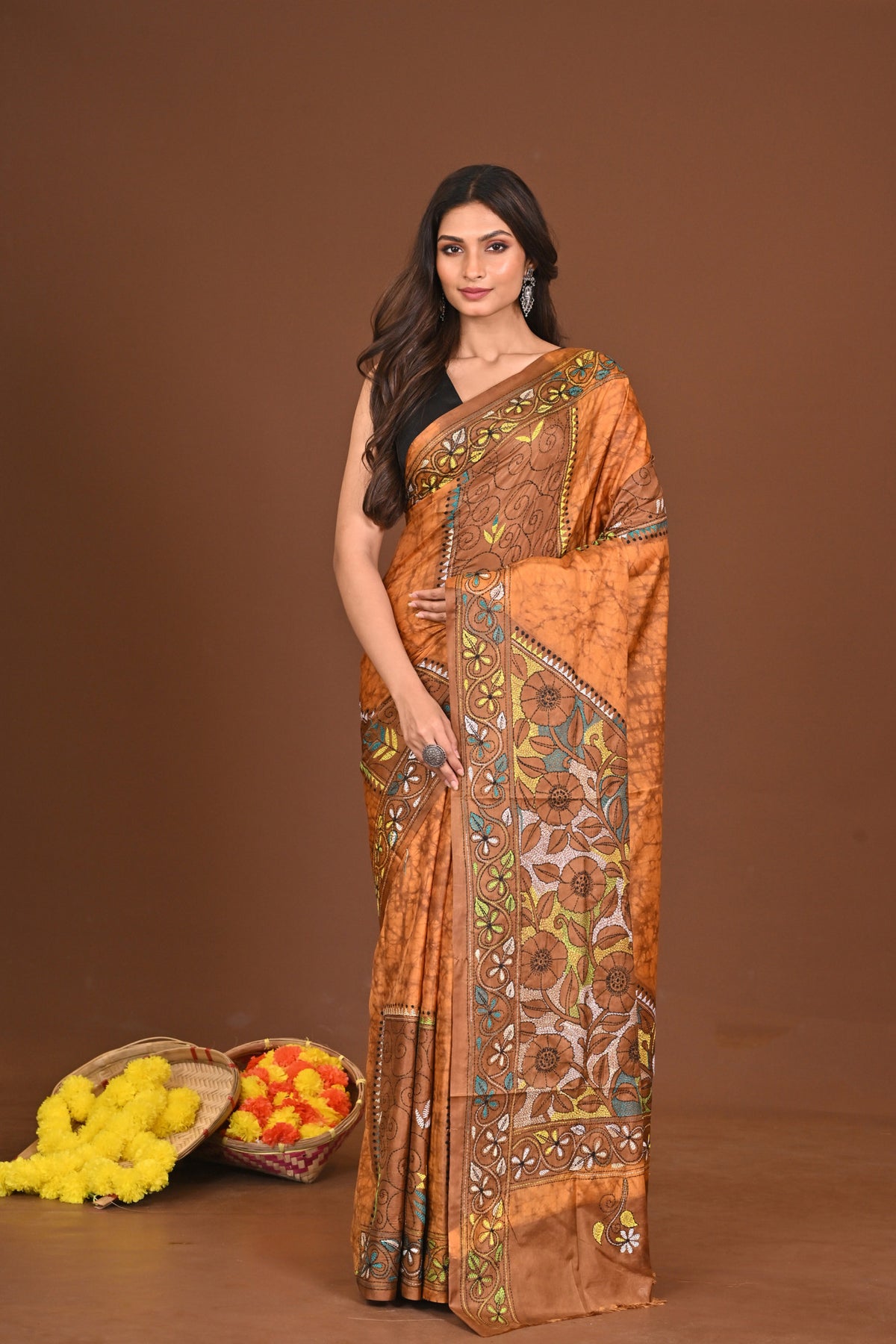 PEETAMBARA BLENDED SILK KANTHA SAREE