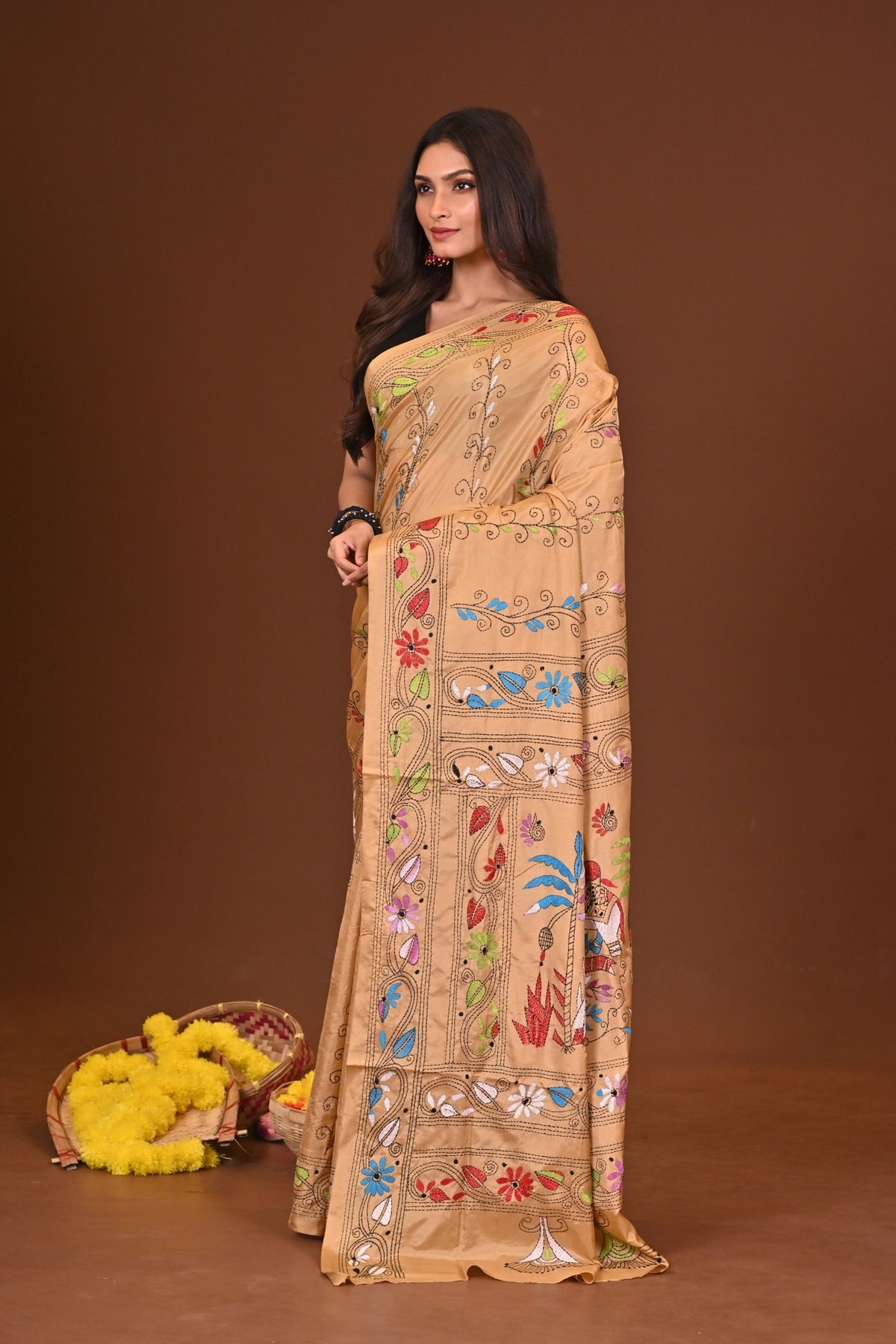 PRABHATI BLENDED SILK KANTHA SAREE