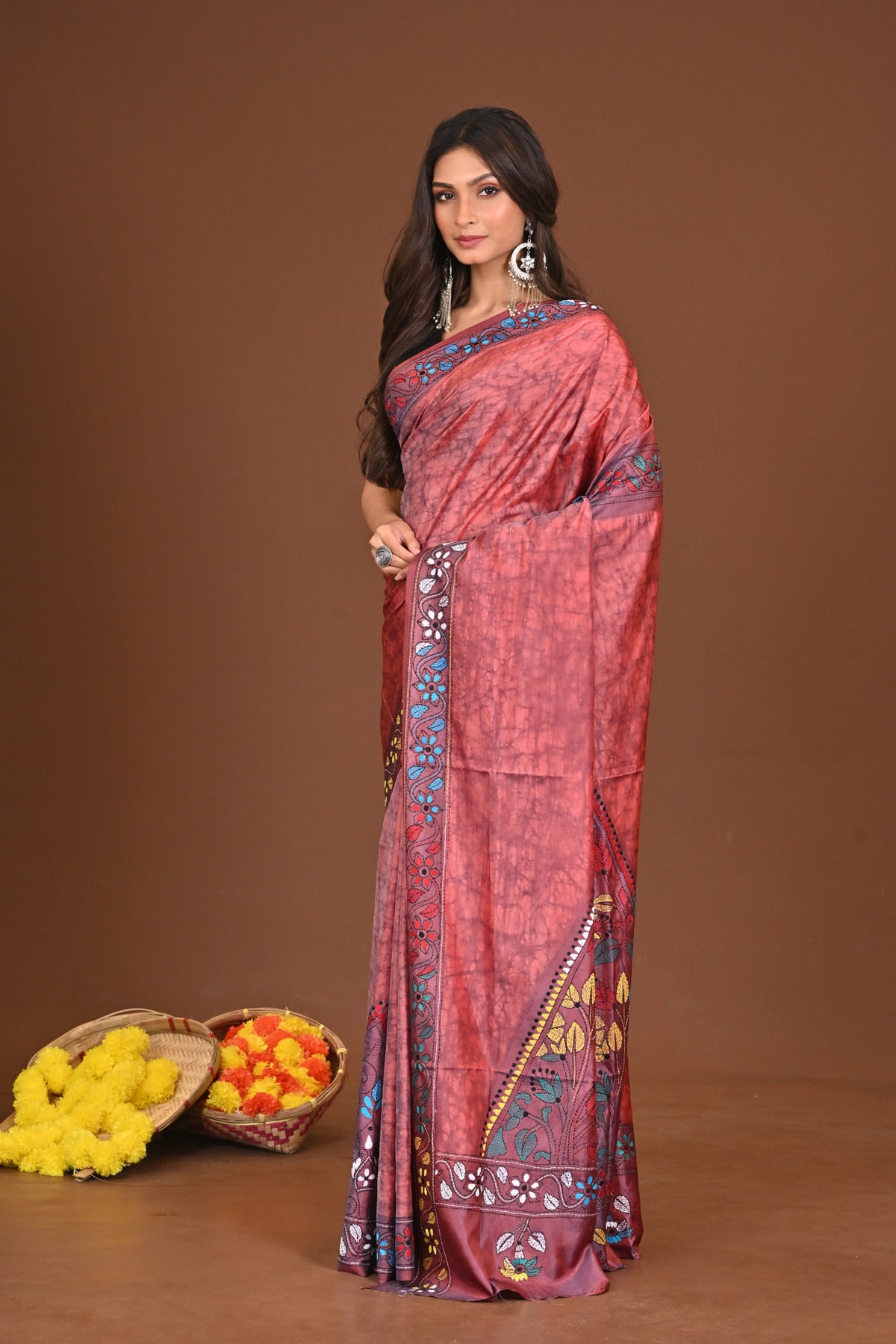 PRERONAPAKHI BLENDED SILK KANTHA SAREE
