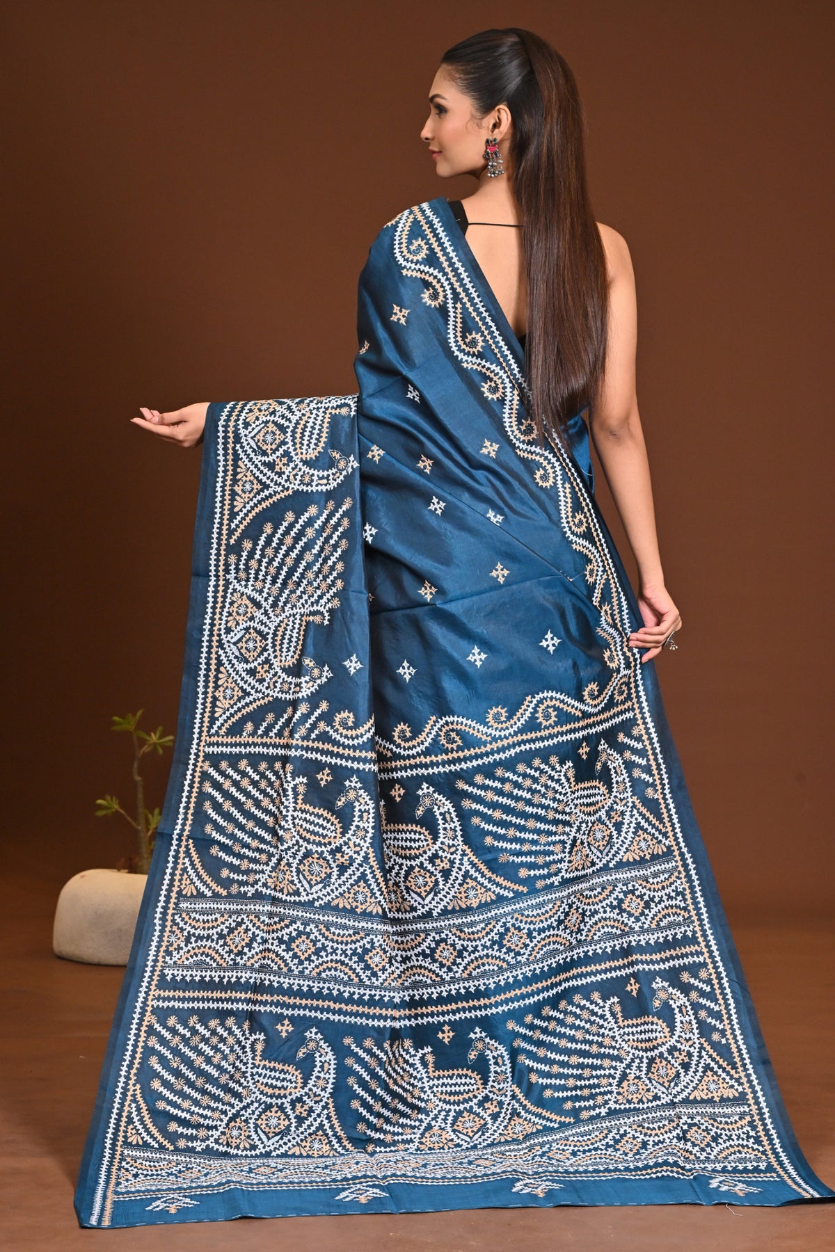 PURE SILK  GUJRATI KANTHA SAREE