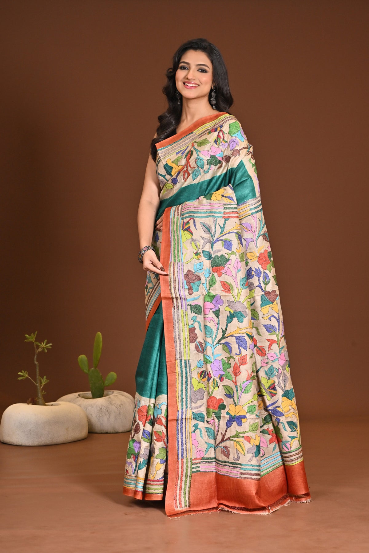 PURE SILK KANTHA SAREE