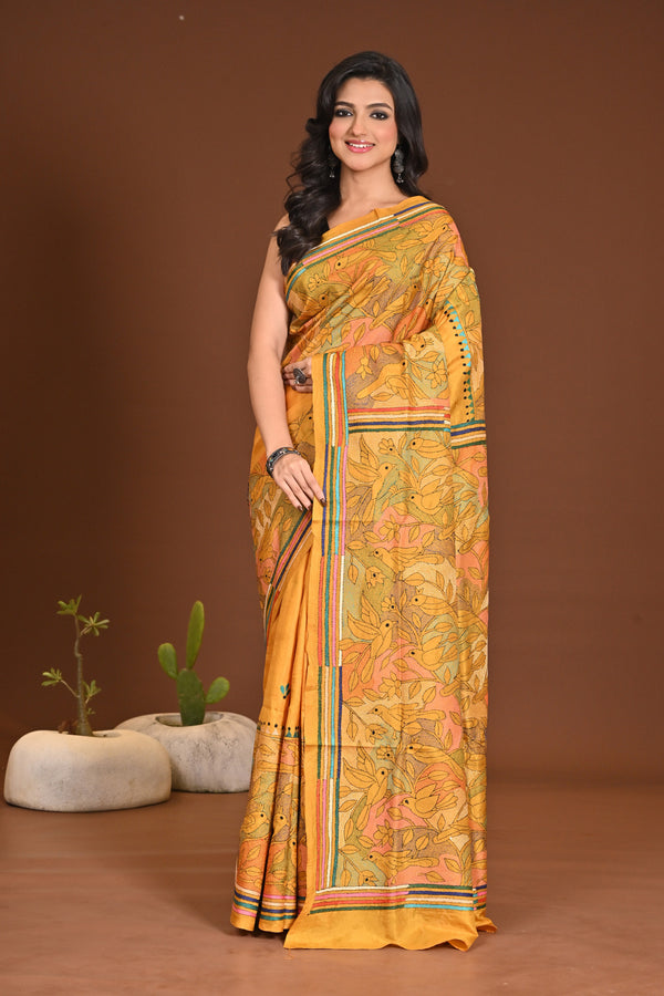 PURE SILK KANTHA SAREE