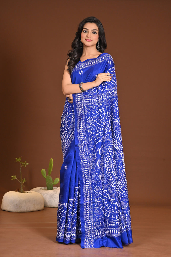 PURE SILK KANTHA SAREE