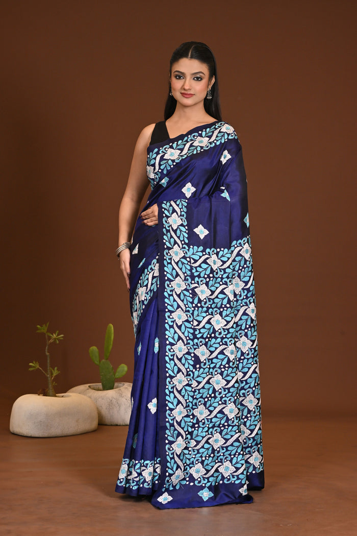PURE SILK KANTHA SAREE