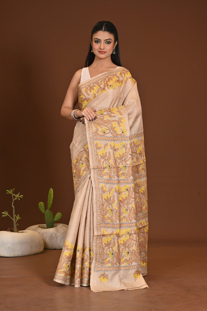 PURE SILK KANTHA SAREE