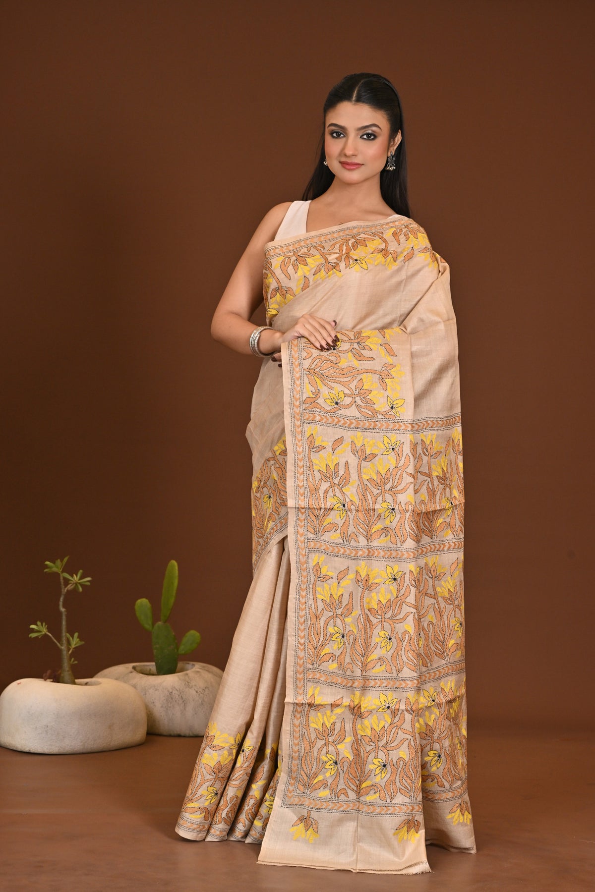 PURE SILK KANTHA SAREE