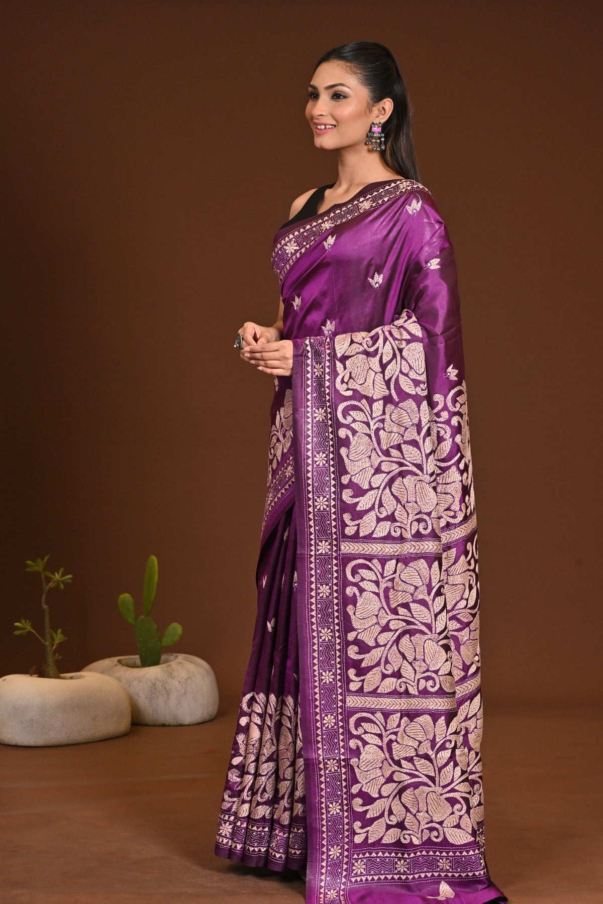 PURE SILK KANTHA SAREE