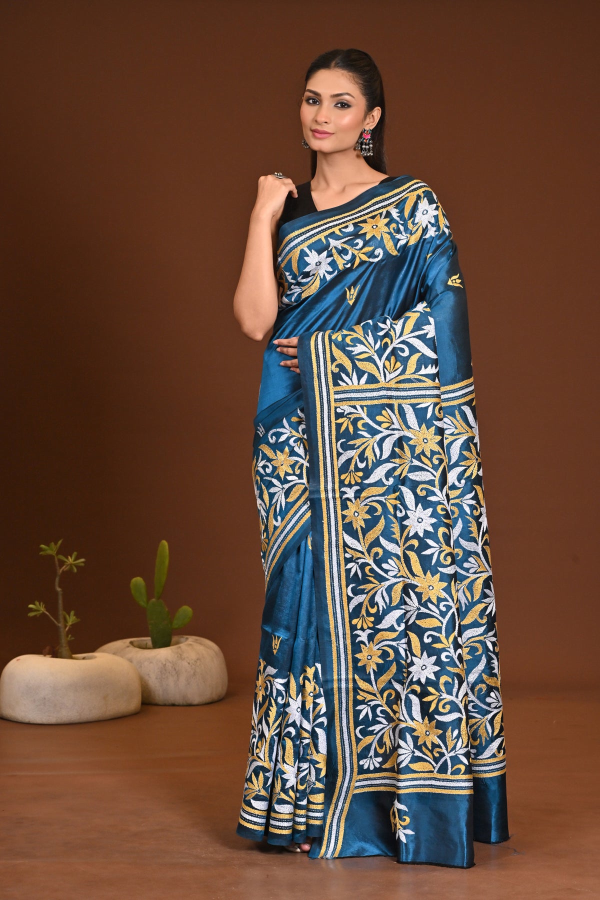 PURE SILK KANTHA SAREE