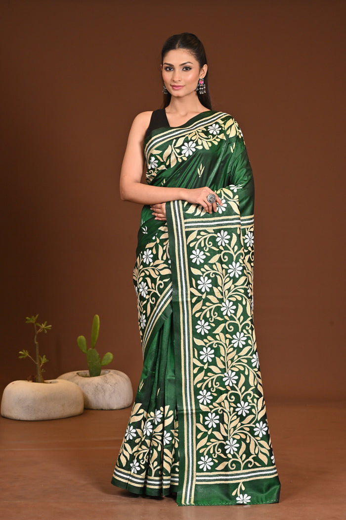 PURE SILK KANTHA SAREE