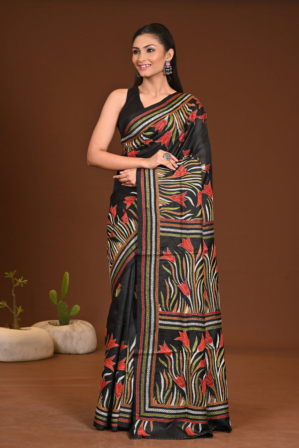 PURE SILK KANTHA SAREE