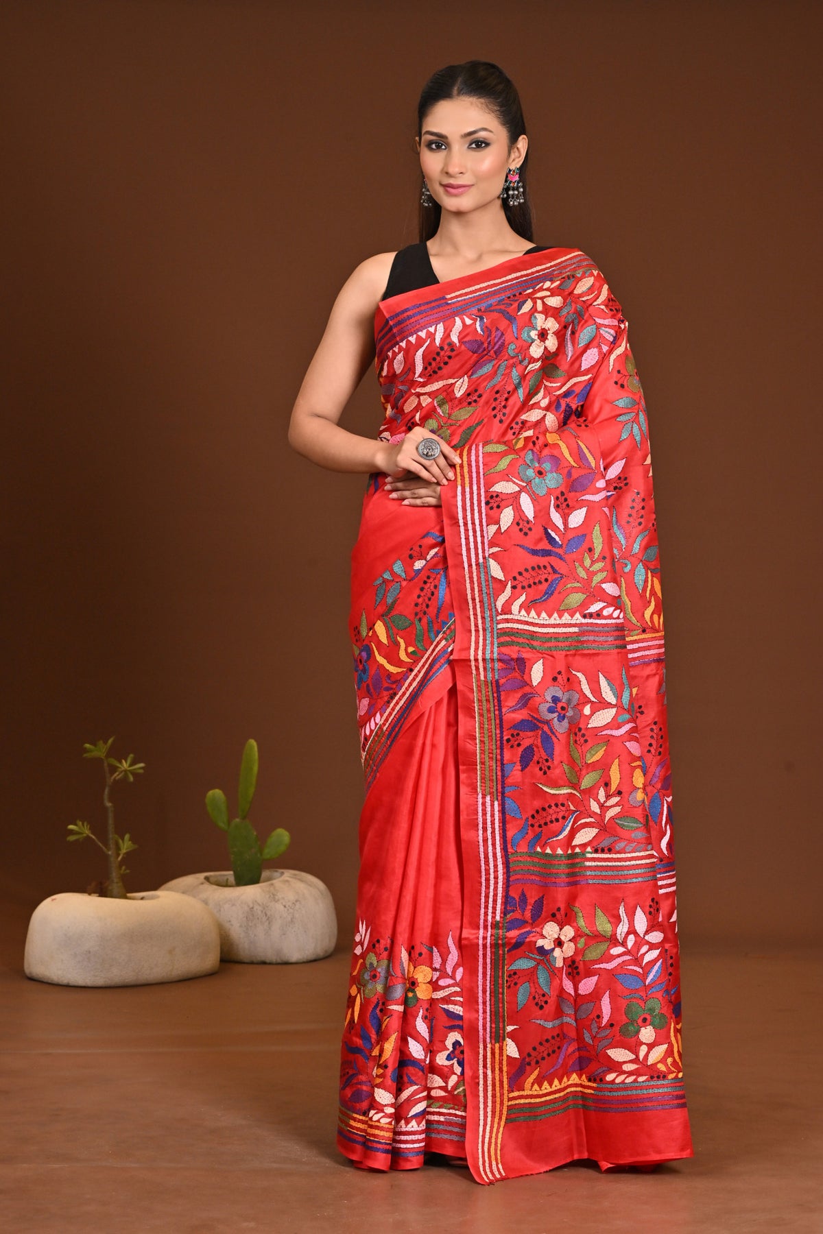 PURE SILK KANTHA SAREE