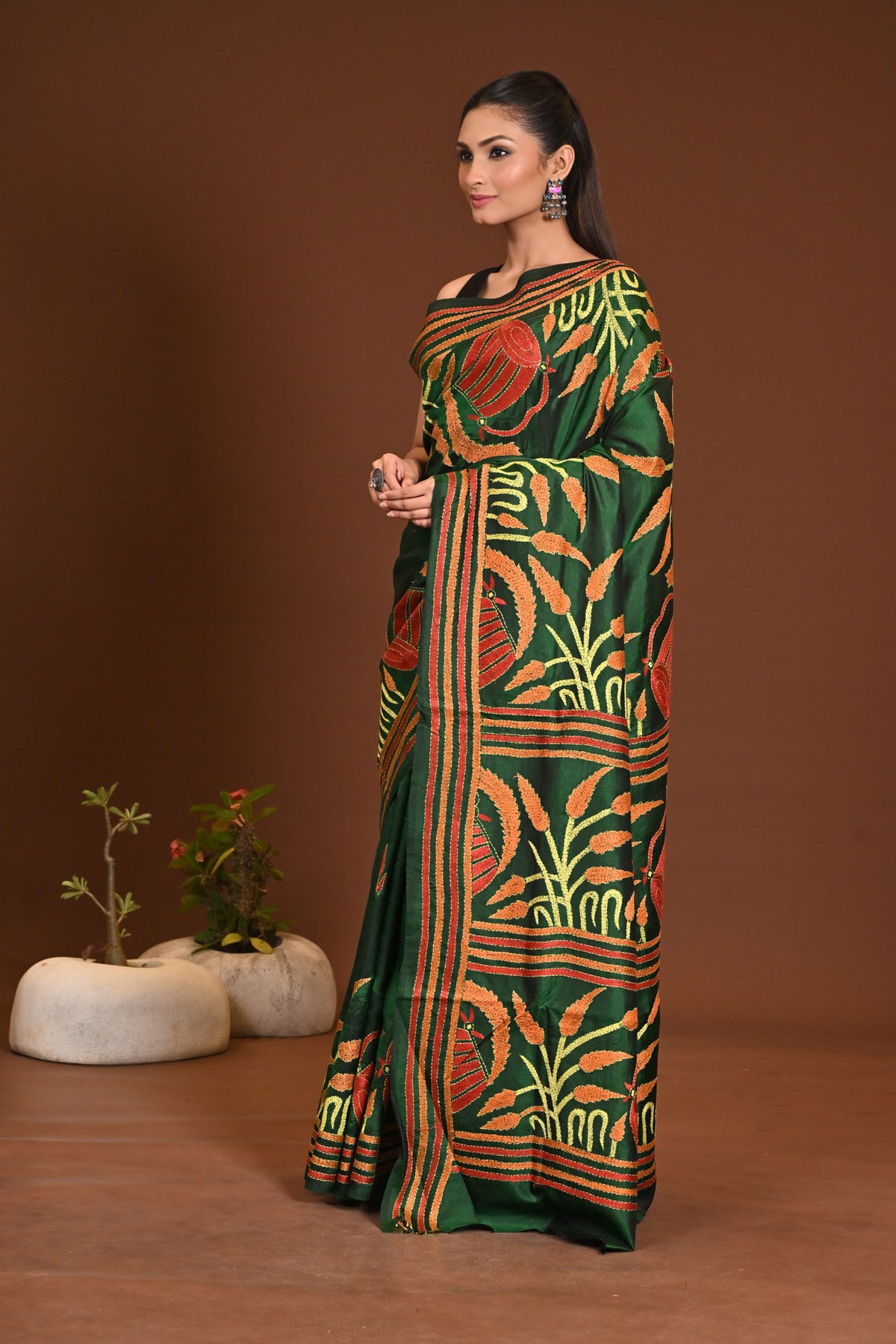 PURE SILK KANTHA SAREE