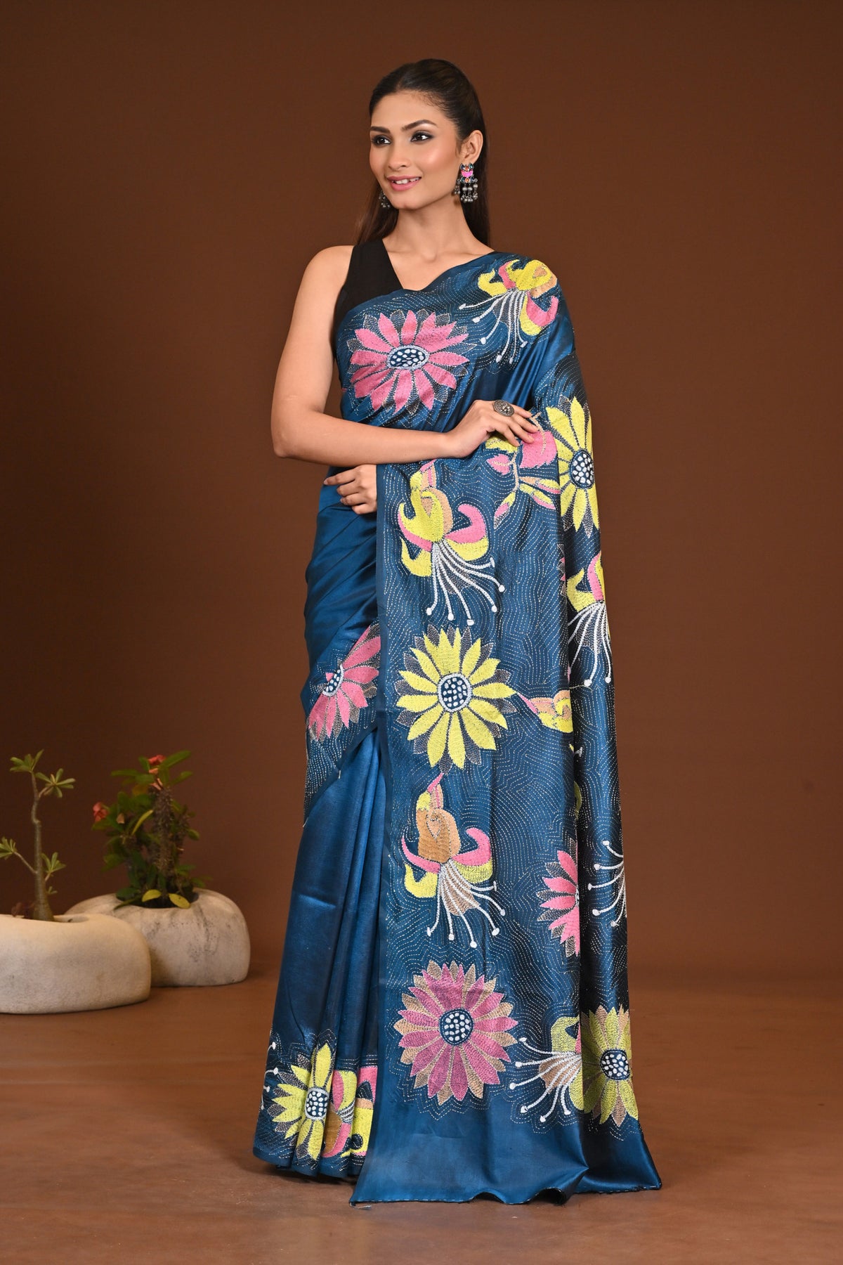 PURE SILK KANTHA SAREE