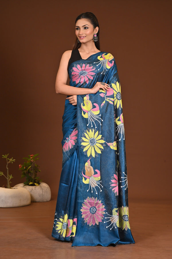 PURE SILK KANTHA SAREE