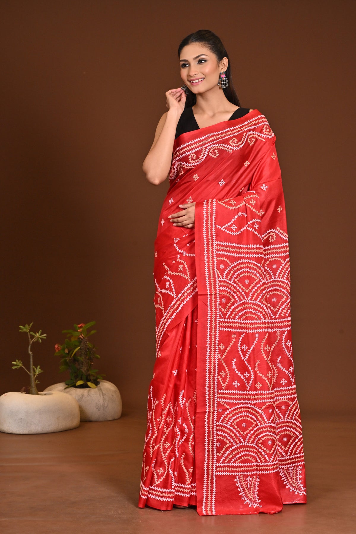 PURE SILK KANTHA SAREE