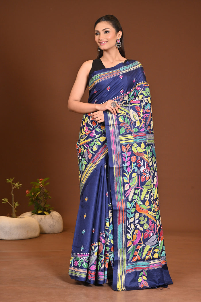 PURE SILK KANTHA SAREE