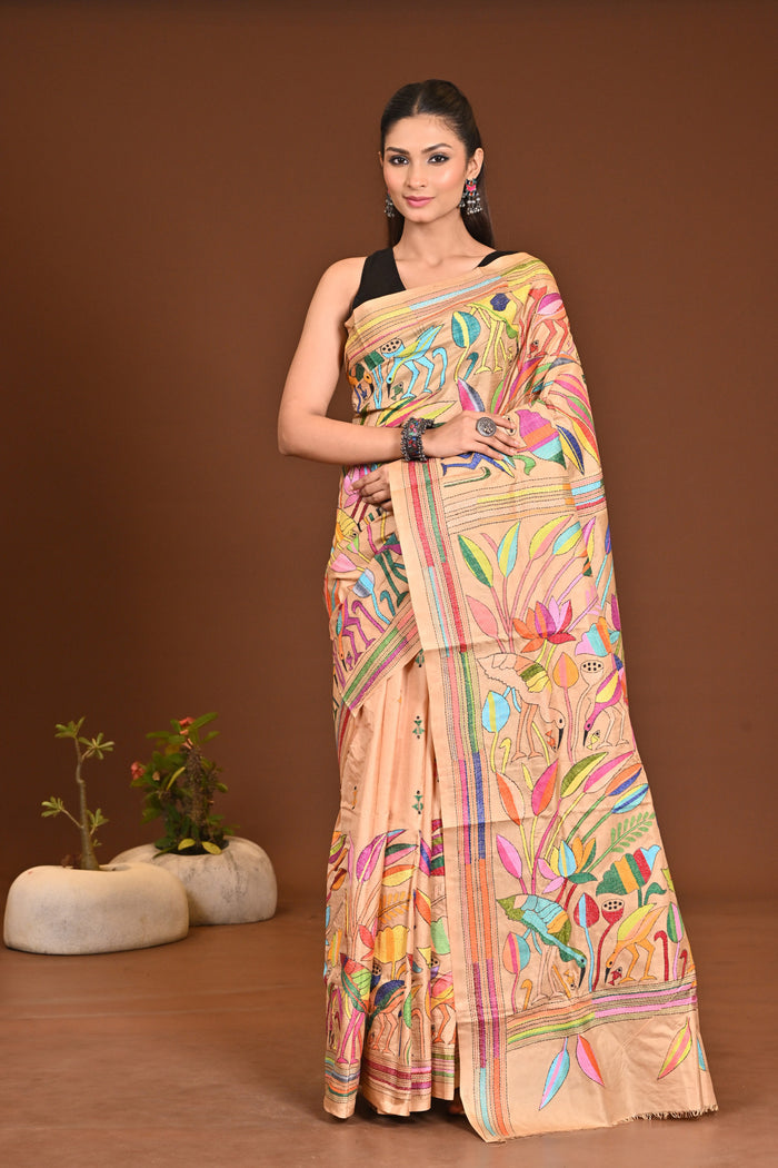 PURE SILK KANTHA SAREE