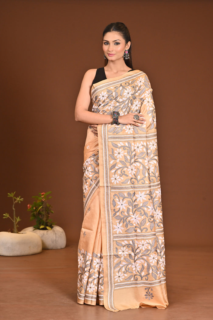 PURE SILK KANTHA SAREE