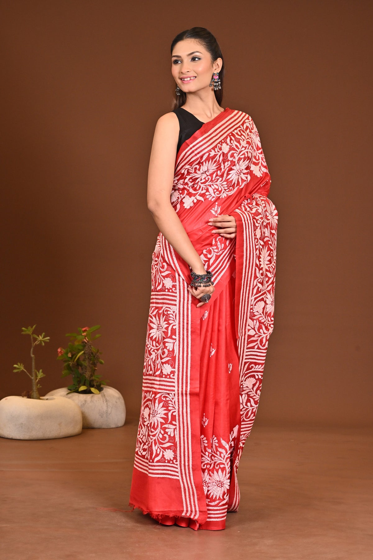 PURE SILK KANTHA SAREE