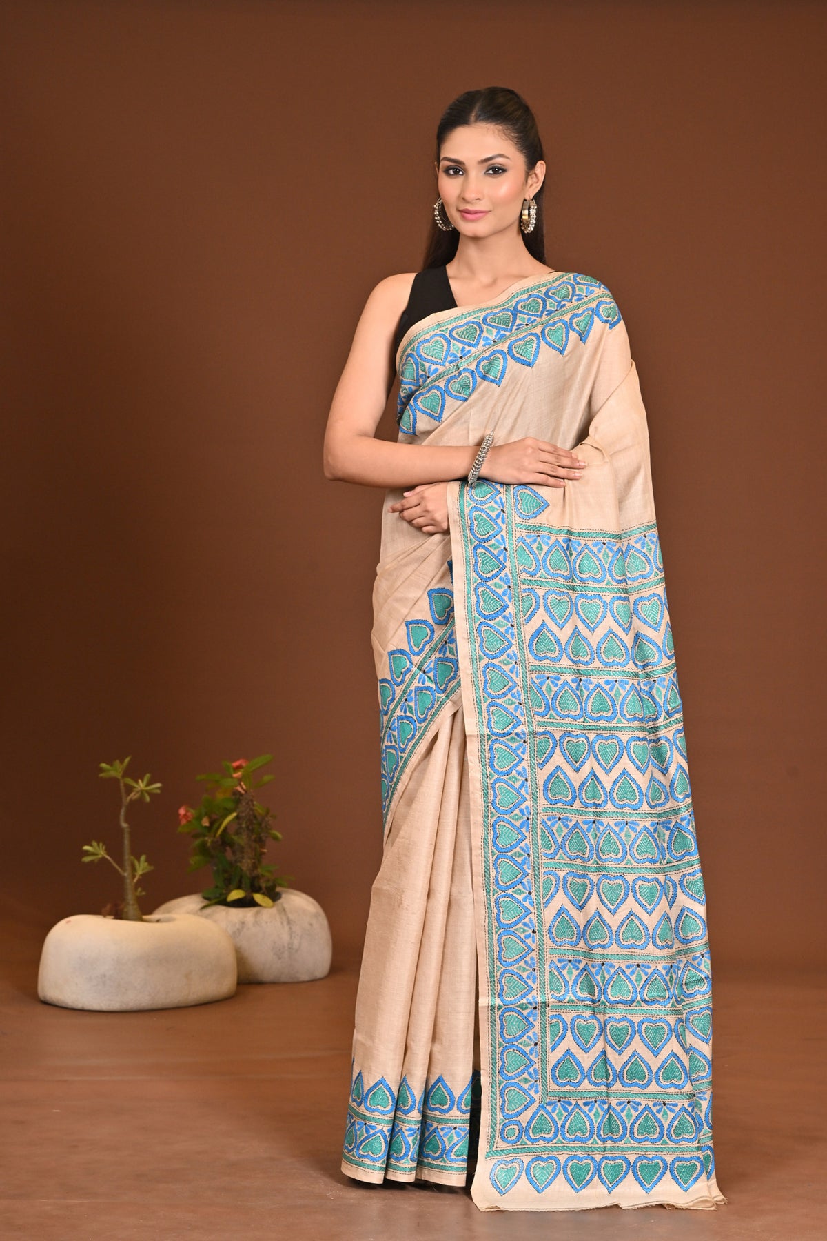 PURE SILK KANTHA SAREE