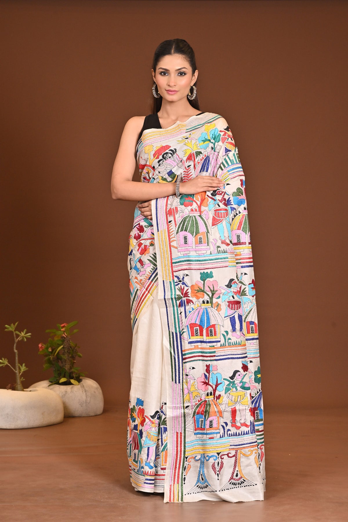 PURE SILK KANTHA SAREE