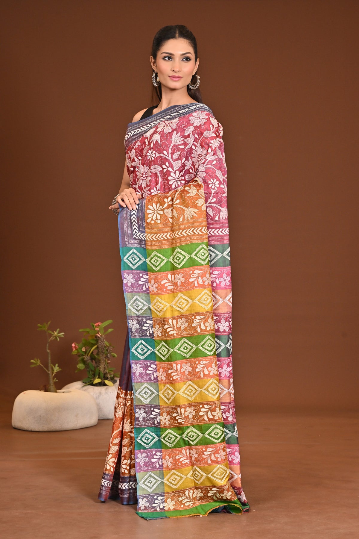PURE SILK KANTHA SAREE
