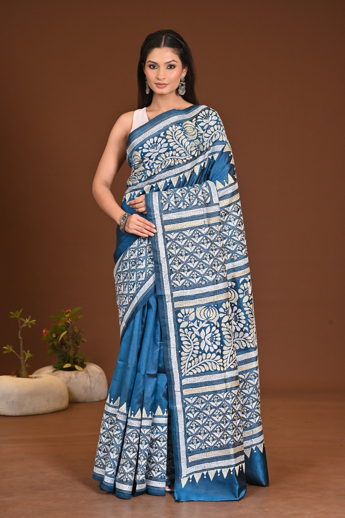 PURE SILK KANTHA SAREE