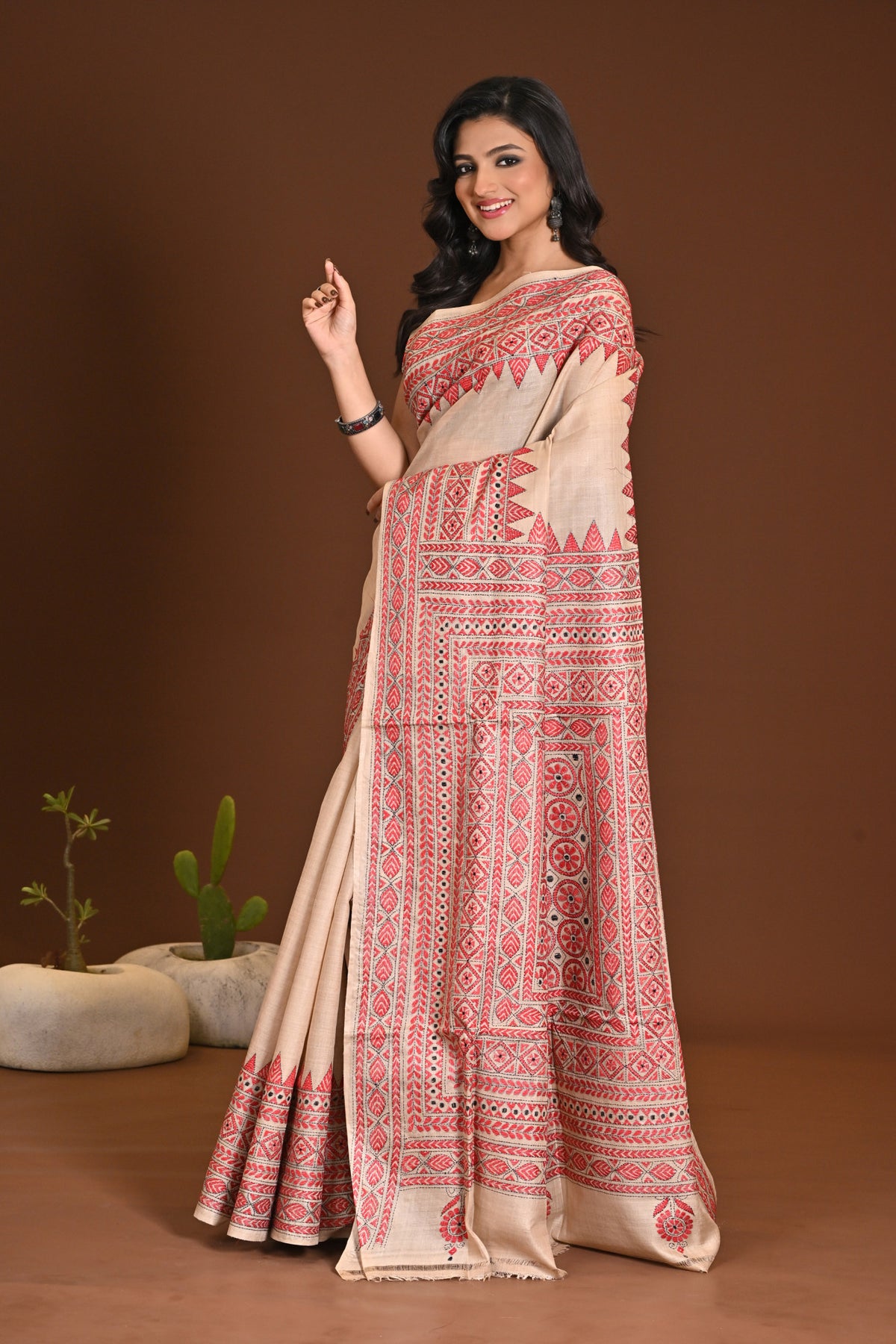 PURE SILK KANTHA SAREE