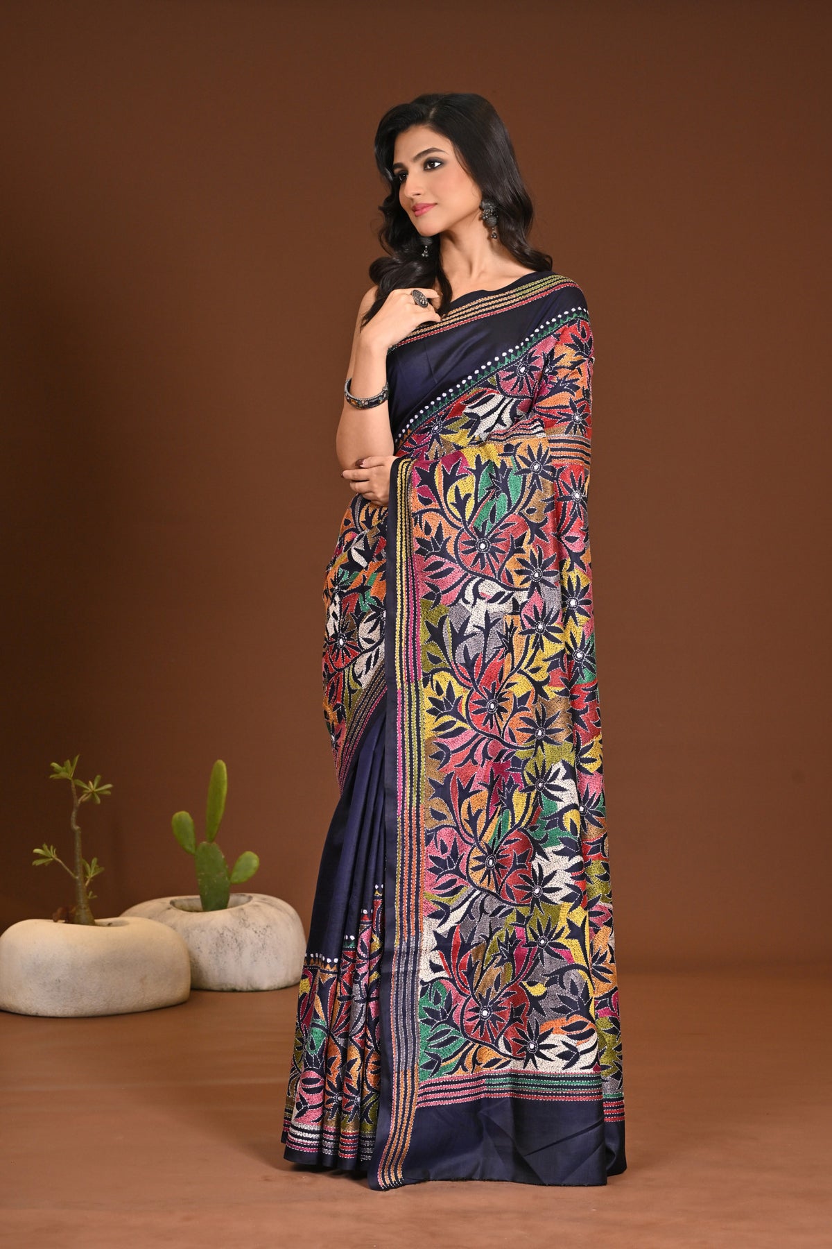 PURE SILK KANTHA SAREE