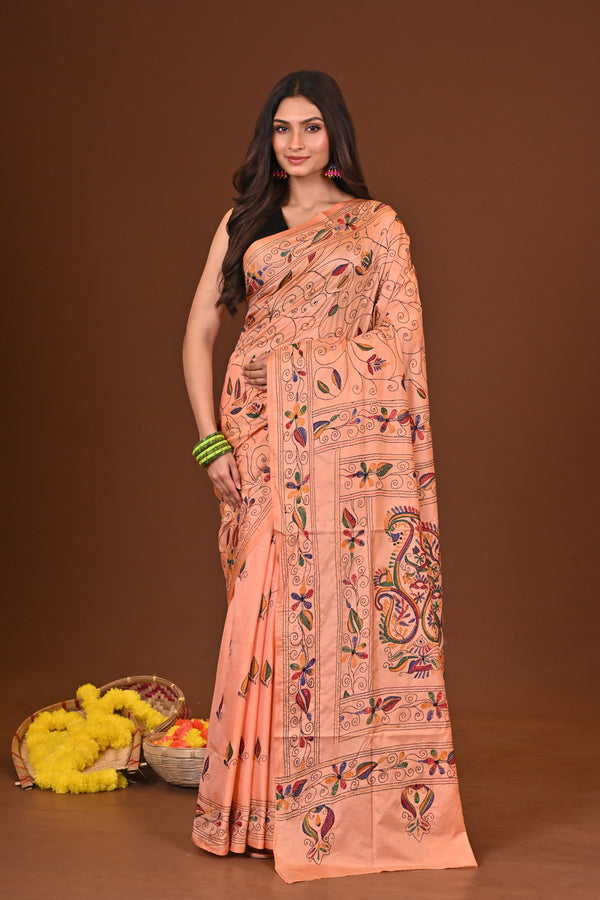 PUSHPITA BLENDED SILK KANTHA SAREE