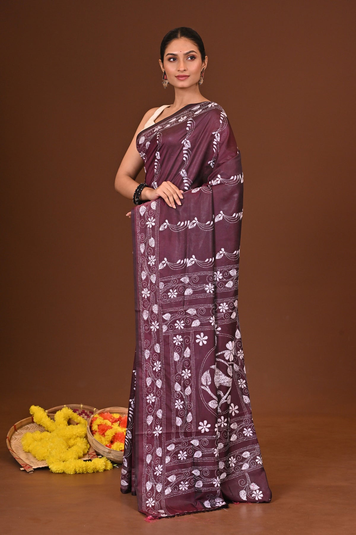 RAJNANDINI BLENDED SILK KANTHA SAREE