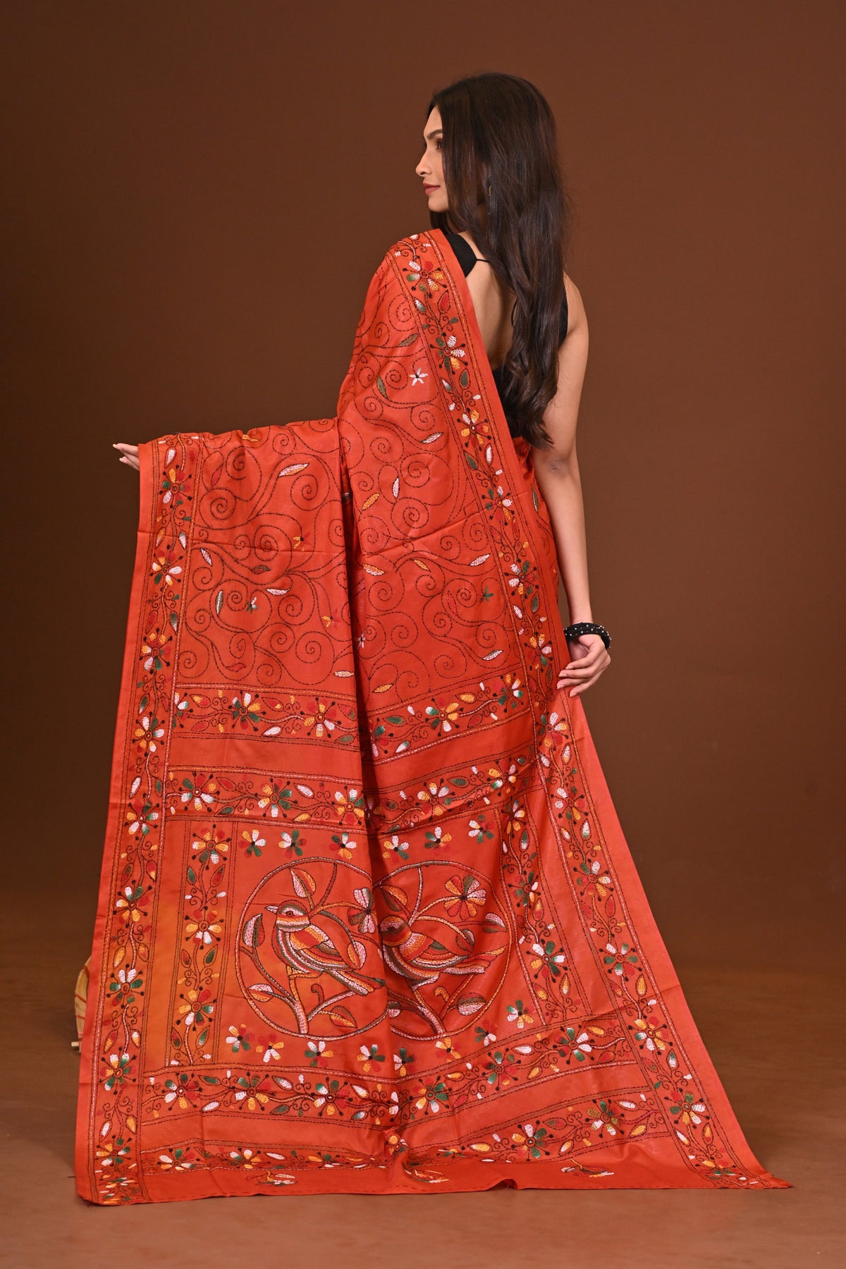 RAKTIMA BLENDED SILK KANTHA SAREE