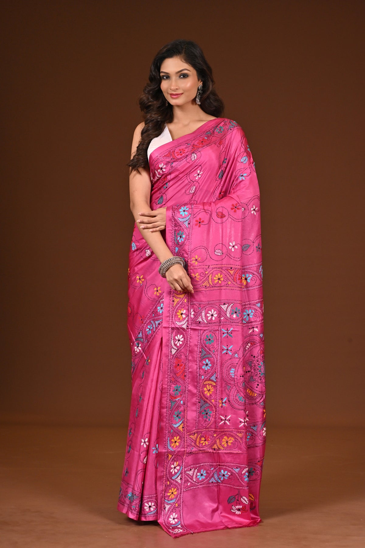 BLENDED SILK KANTHA SAREE