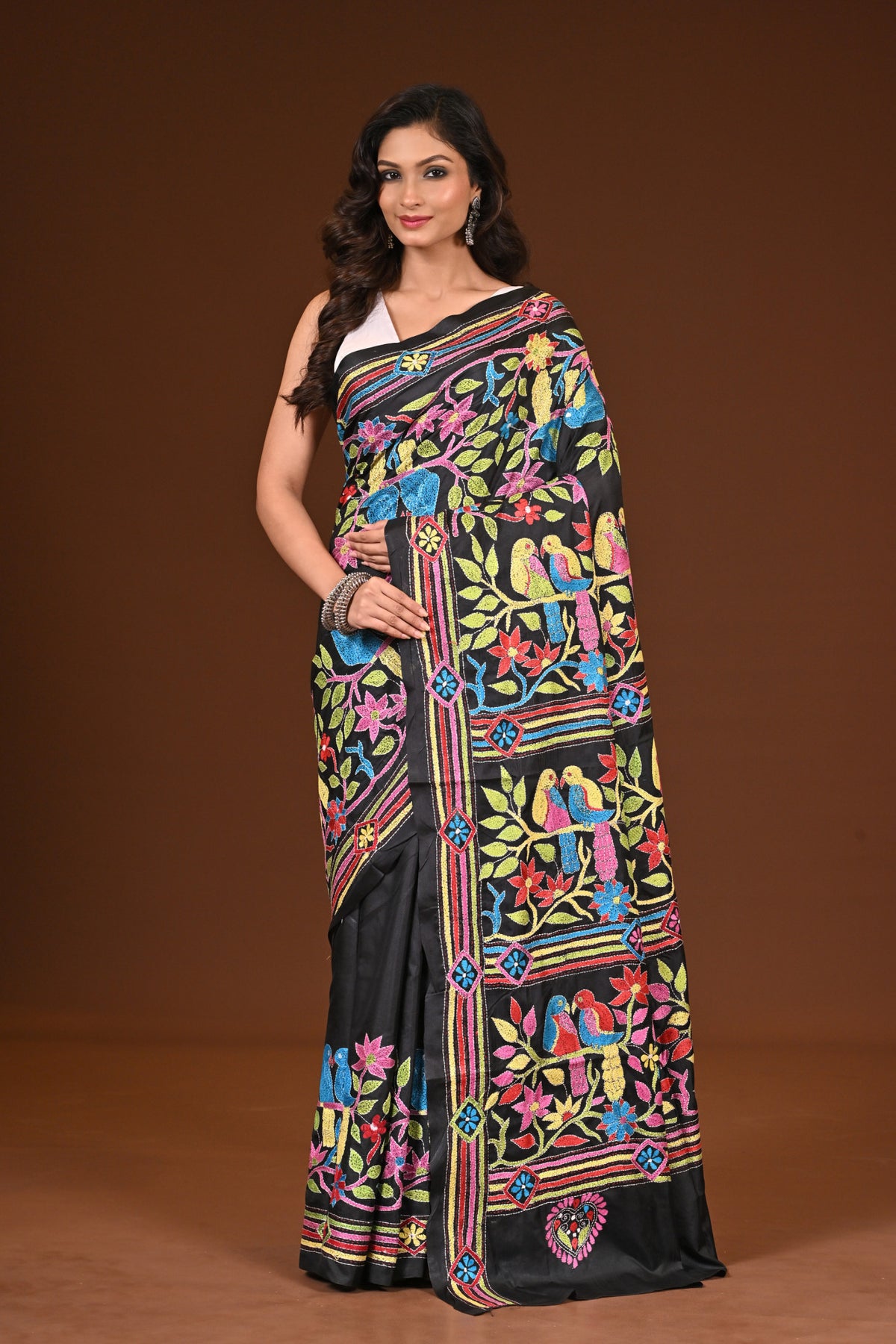 BLENDED SILK KANTHA SAREE