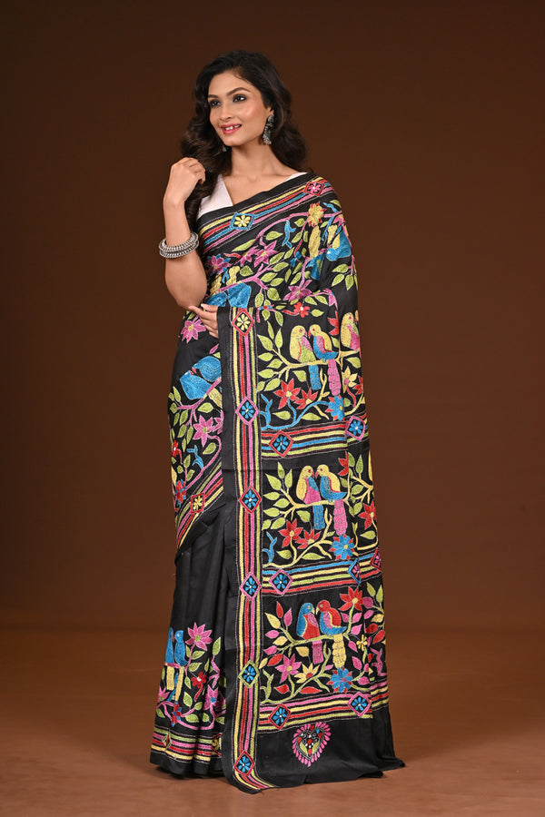 BLENDED SILK KANTHA SAREE