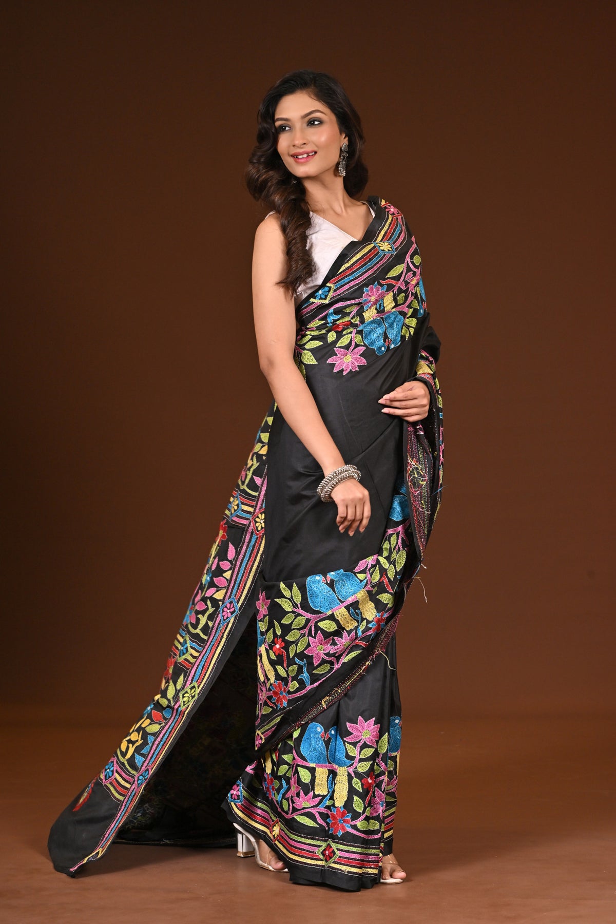 BLENDED SILK KANTHA SAREE