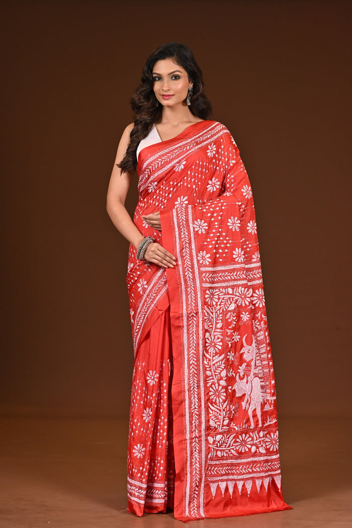BLENDED SILK KANTHA SAREE