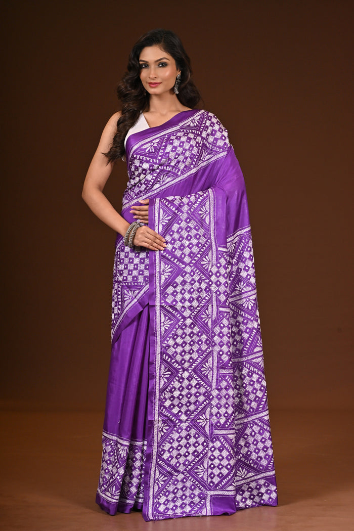 BLENDED SILK KANTHA SAREE