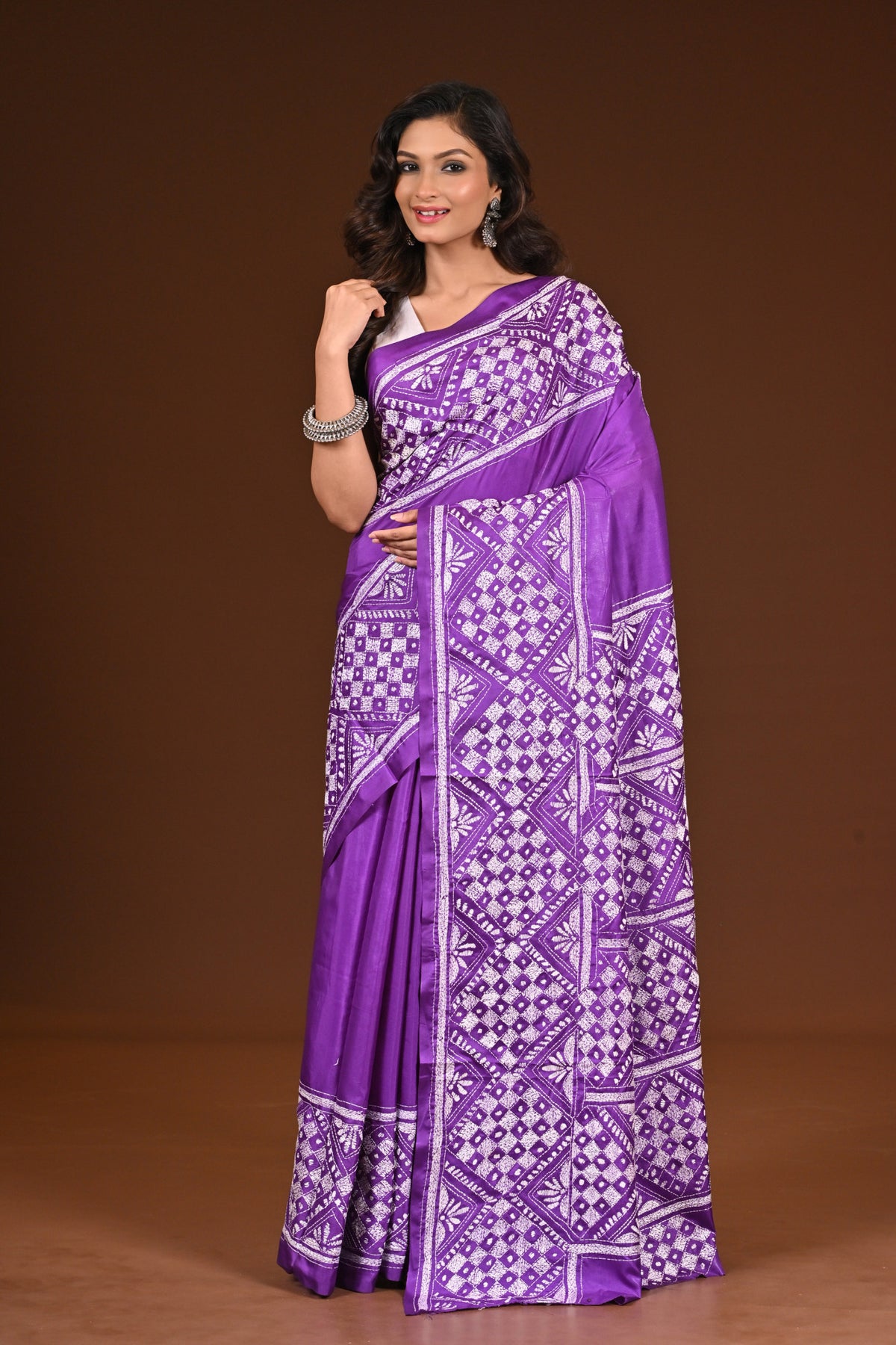 BLENDED SILK KANTHA SAREE