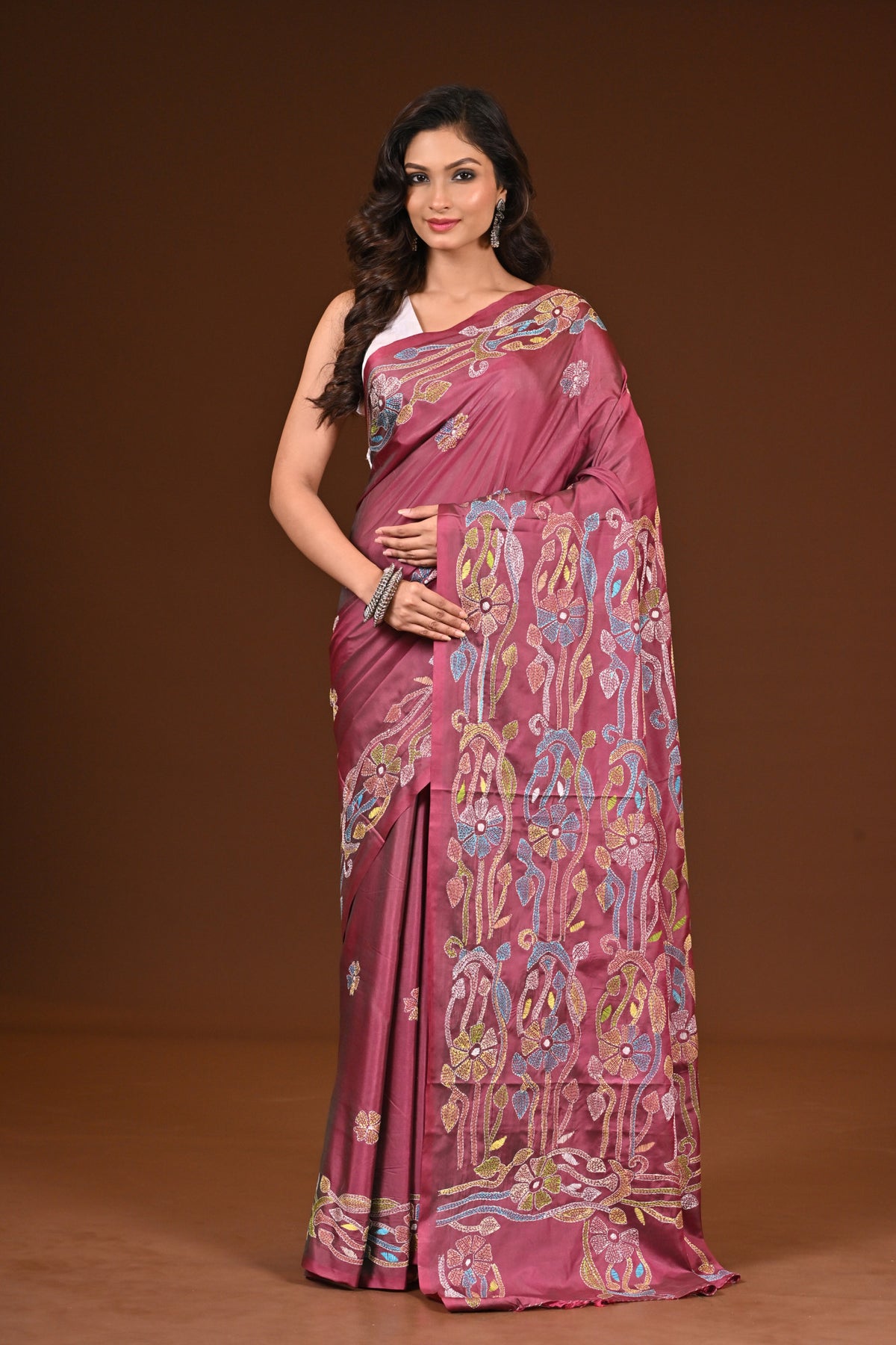 BLENDED SILK KANTHA SAREE