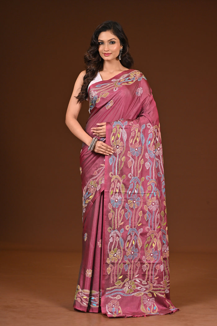 BLENDED SILK KANTHA SAREE