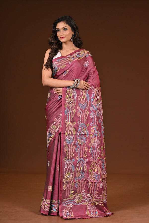 BLENDED SILK KANTHA SAREE