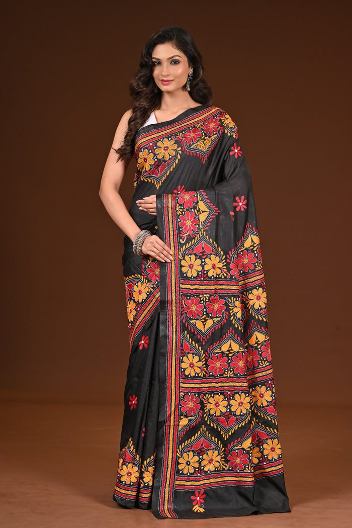 BLENDED SILK KANTHA SAREE