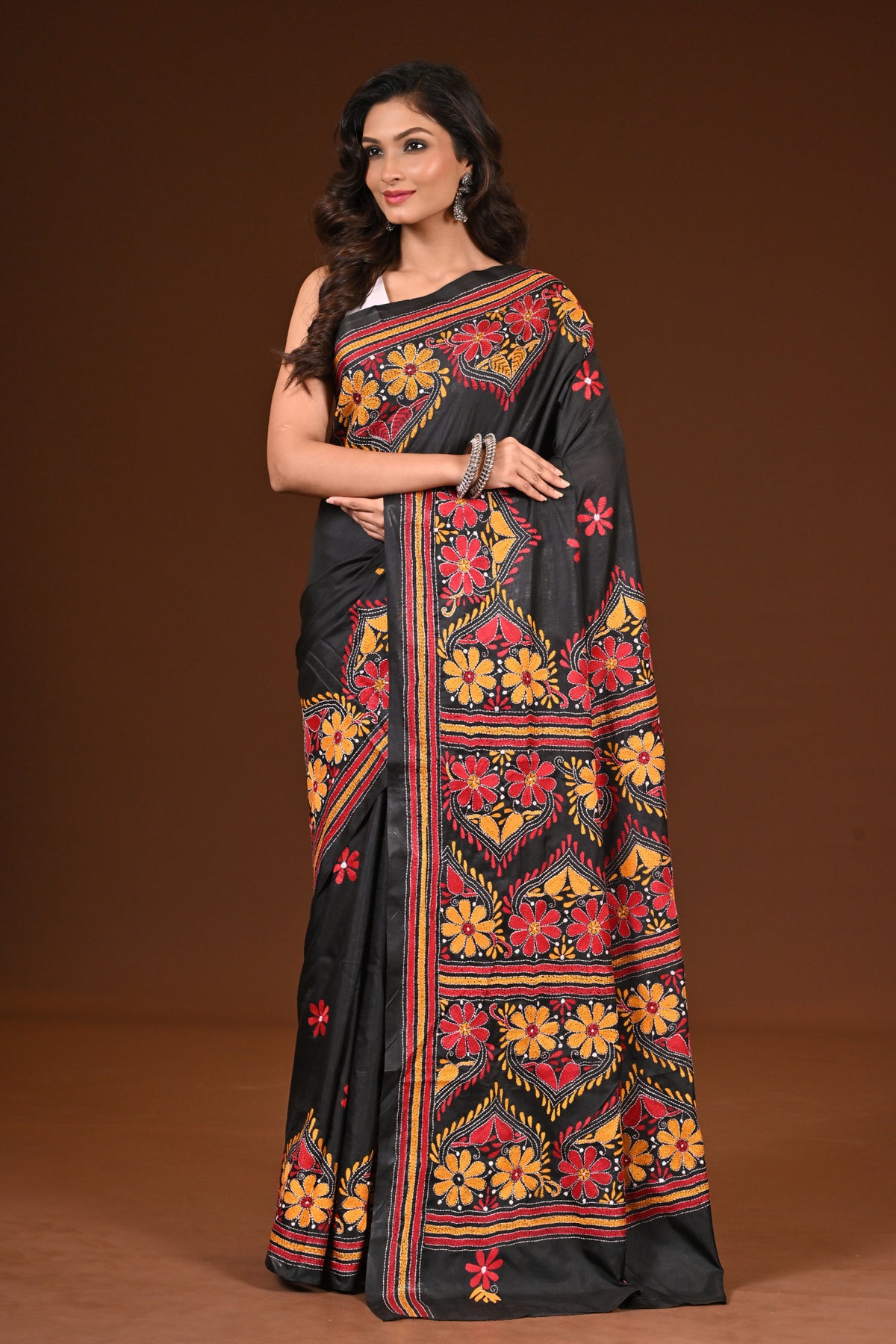 BLENDED SILK KANTHA SAREE